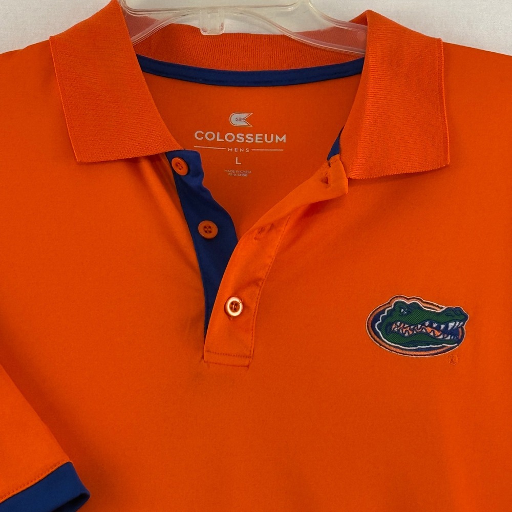 Colosseum Polo‎ Shirt Mens Large Orange Florida Gators NCAA Short Sleeve Logo